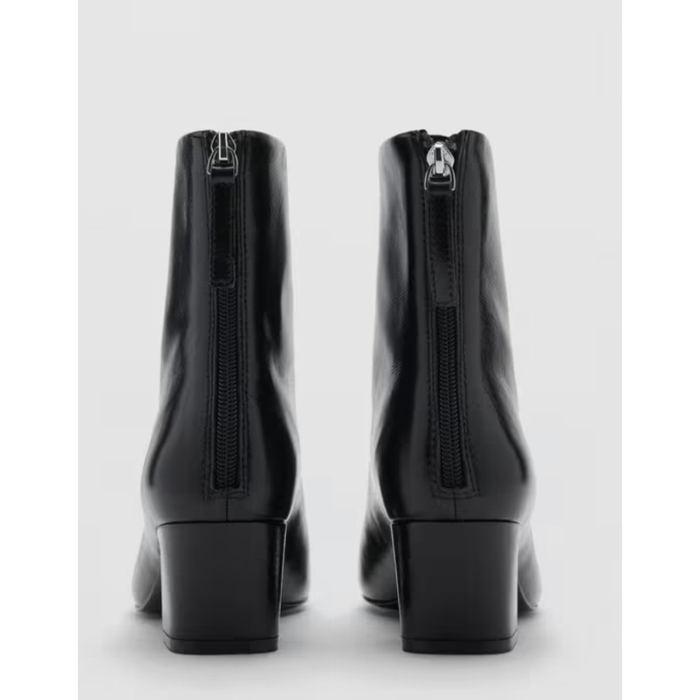 NEW MANGO MNG BLACK CLAIRE LEATHER HEELED ANKLE BOOTS BOOTIE SZ 39 US 8.5 - Picture 3 of 5